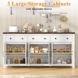 71" Large Sideboard Buffet Cabinet with Storage, Modern Farmhouse Coffee Bar with 3 Drawers and 6 Barn Doors