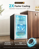Mini Fridge 130 Can Beverage Refrigerator Cooler Glass Door for Soda Wine Beer, 