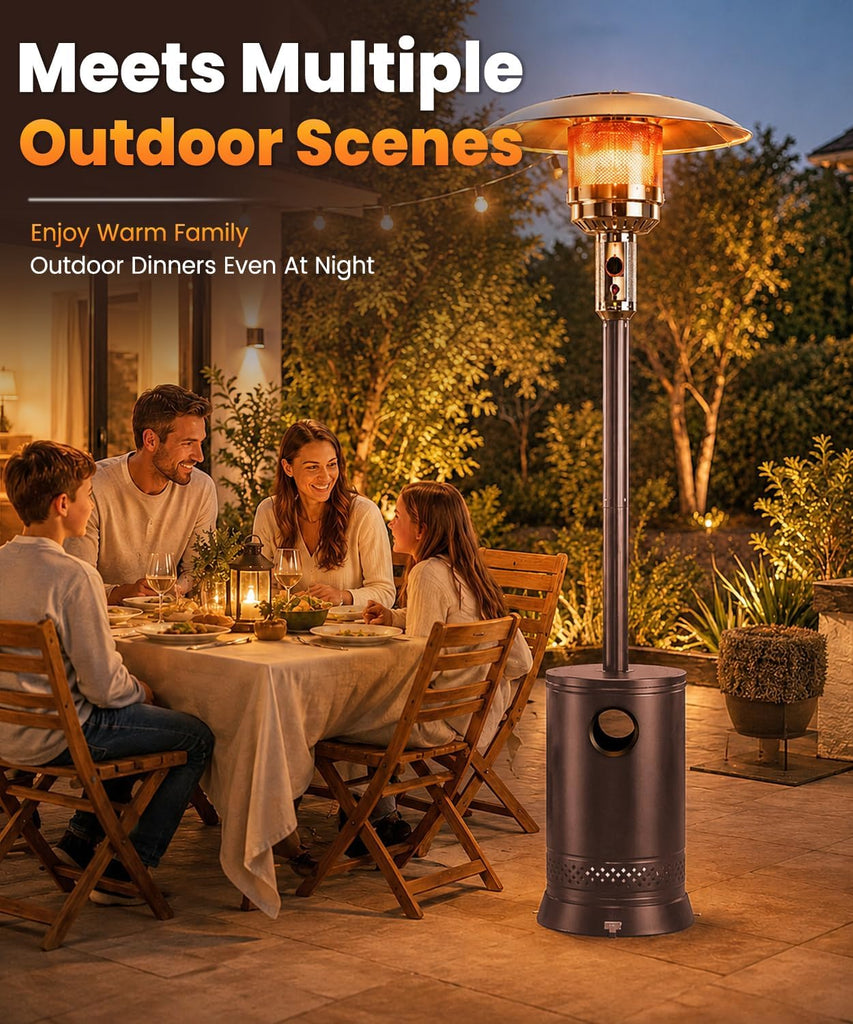 Patio Heater 50,000 BTU Outdoor Propane Heater with Wheels | Freestanding Outdoor Propane Heater with Weight Base