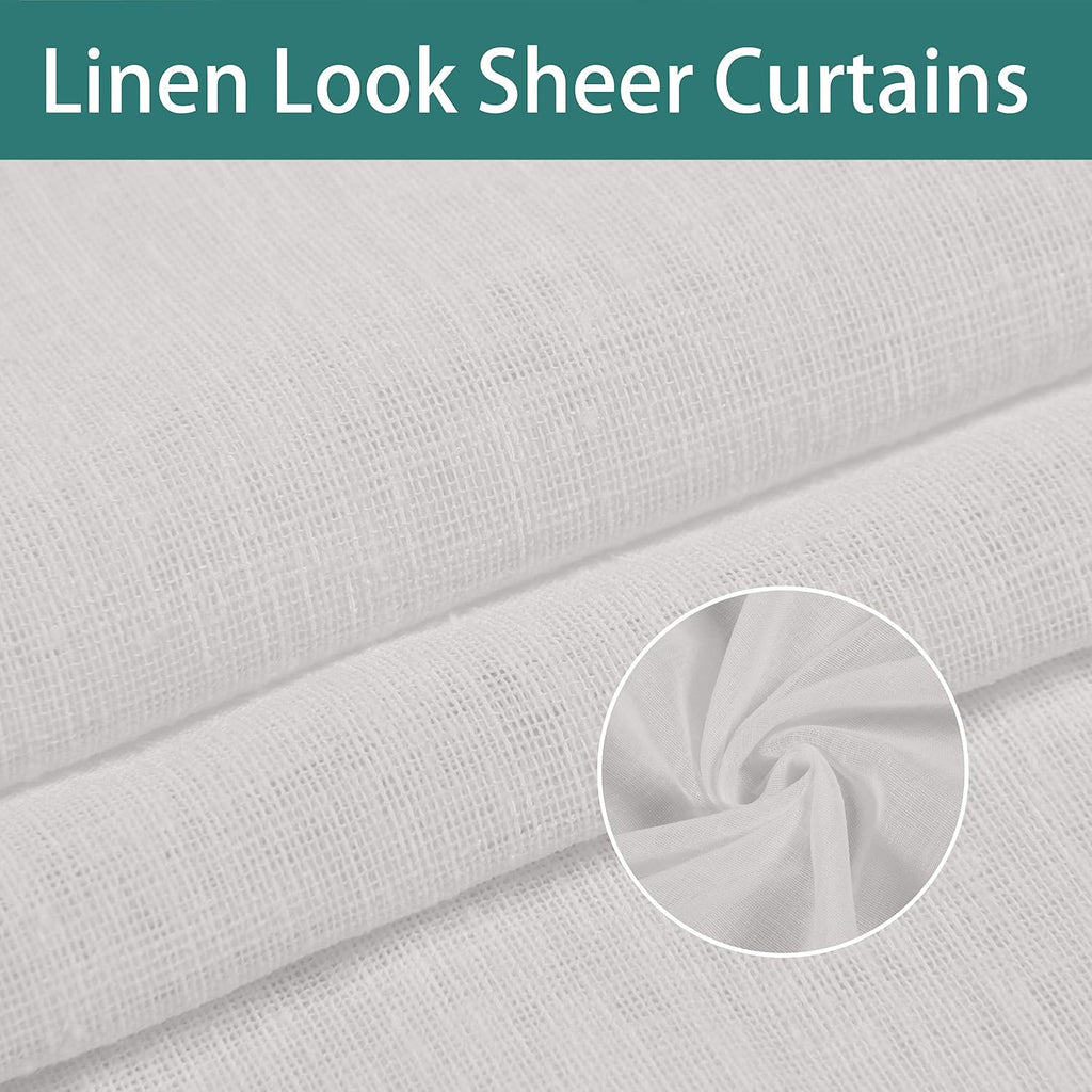 Burlap Linen Look Outdoor Curtain 2 Panels | Waterproof Sheer Curtains for Pergola, Porch, Cabana, Gazebo Grommet