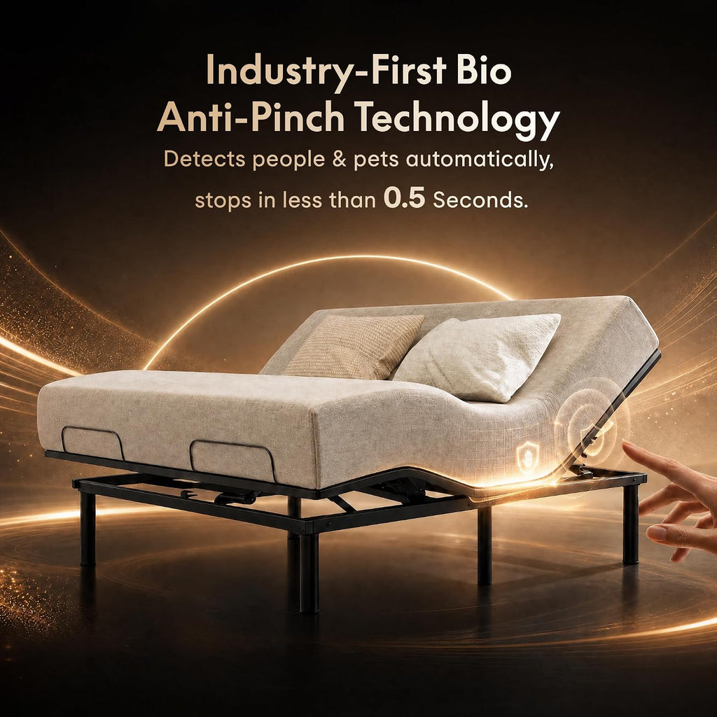 Adjustable Bed Base King Size with Bio Anti-Pinch Technology