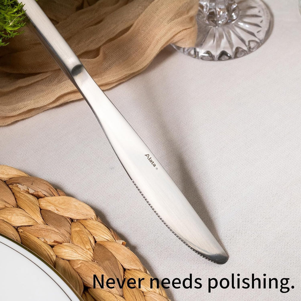 Cube 20-Piece Forged Silverware Set Stainless Steel Flatware Set,Service for 4,Matte Satin Polished Cutlery Set