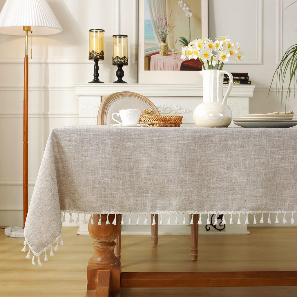Rustic Tablecloth Cotton Linen Waterproof Farmhouse Tablecloth Burlap Table Cloths Dining Cloth Tabl