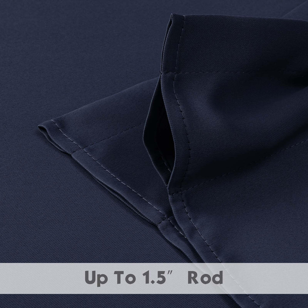 Navy Blue Blackout Valances for Windows, Short Window Valance Curtains Bedroom Bathroom, Room Darkening Solid Privacy
