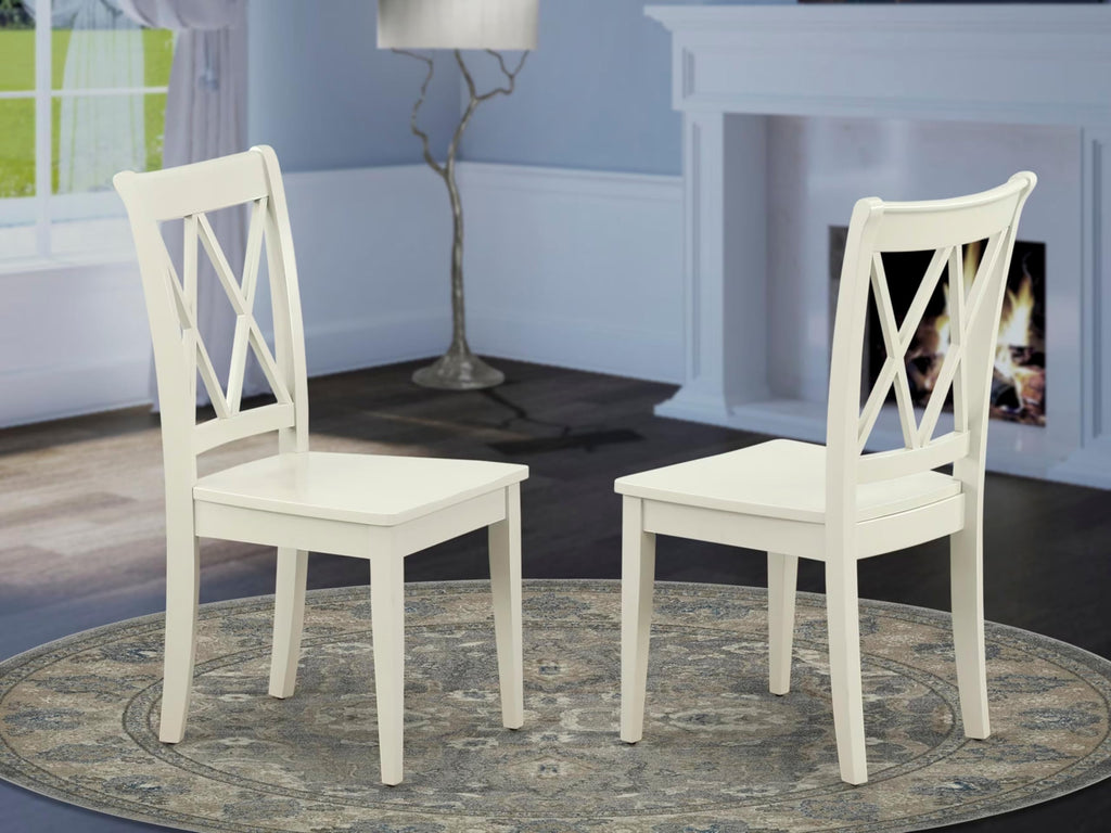 West Furniture CLC-LWH-W Clarksville Dining Room Chairs - Double Cross Back Wood Seat Chairs, Set of 2, Linen White