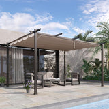 10' x 13' Aluminum Patio Pergola with Retractable Pergola Canopy, Backyard Shade Shelter for Porch, Outdoor Party