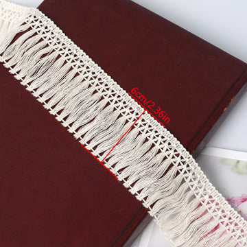 Cotton Tassel Fringe Trim, 10 Yards X 6cm Wide Sewing Trim, Beige