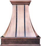 Copper Wall Mount Range Hood 610 CFM LED Lights Dishwasher-Safe Baffle Filters