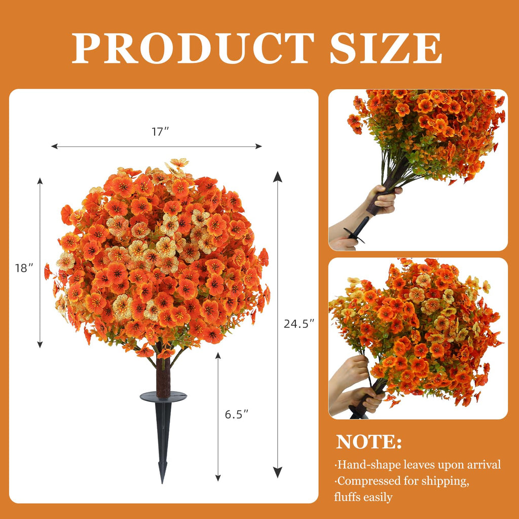 Dense Fall Artificial Mums Topiary Ball Trees 2-Pack UV Resistant