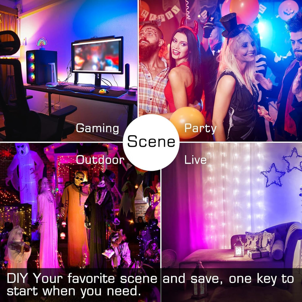 LED Flood Lights RGB Color Changing 300W Equivalent Outdoor, 30W Bluetooth Smart RGB Floodlight APP Control, IP66