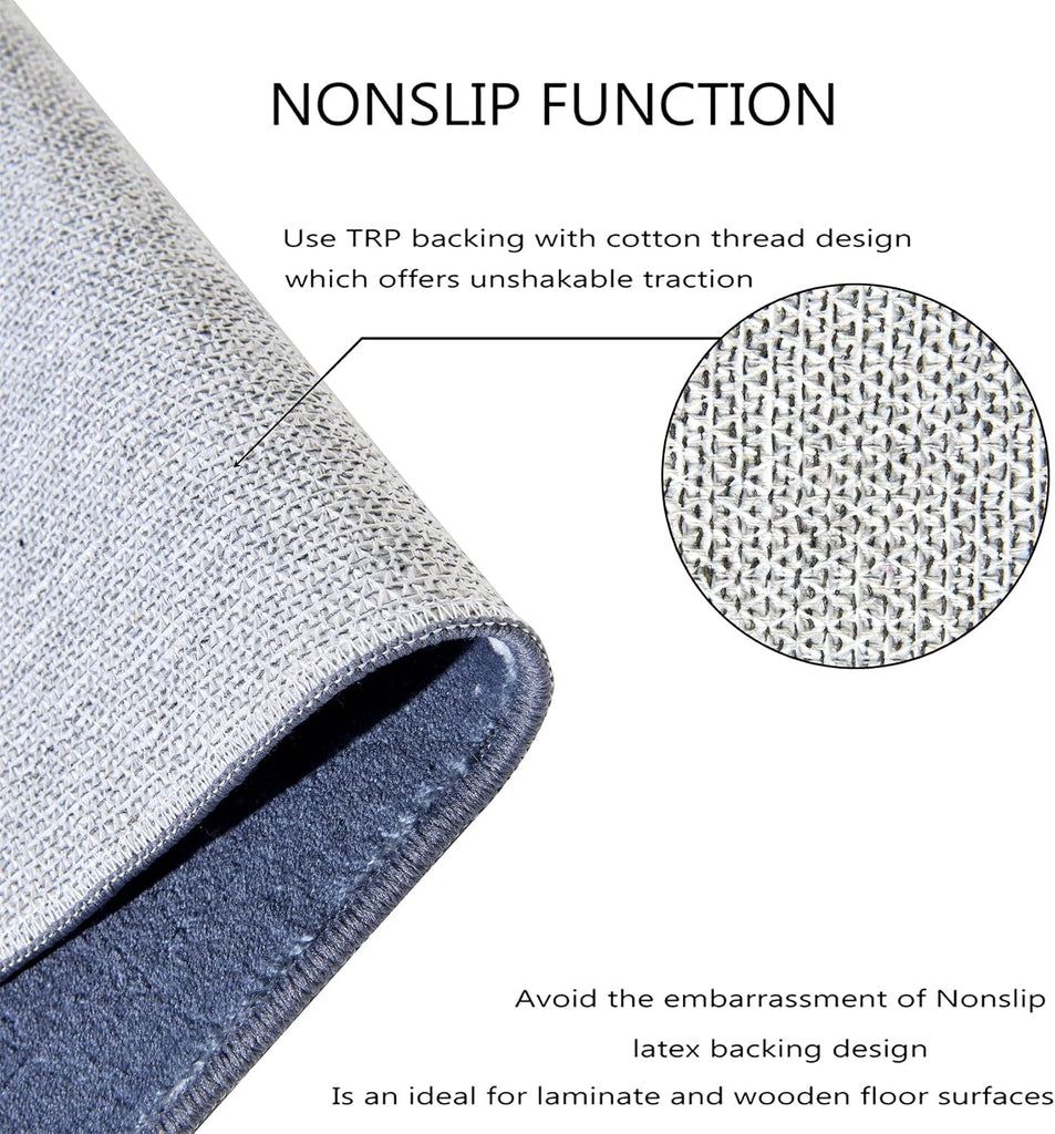 Modern Contemporary Area Rugs Navy Blue Washable, Ultra Thin Abstract Swirl Stripes Ocean Wave Minimalist Indoor