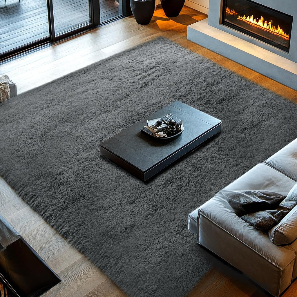 Fluffy 8x10 Area Rug Living Room: Shag Grey Area Rugs