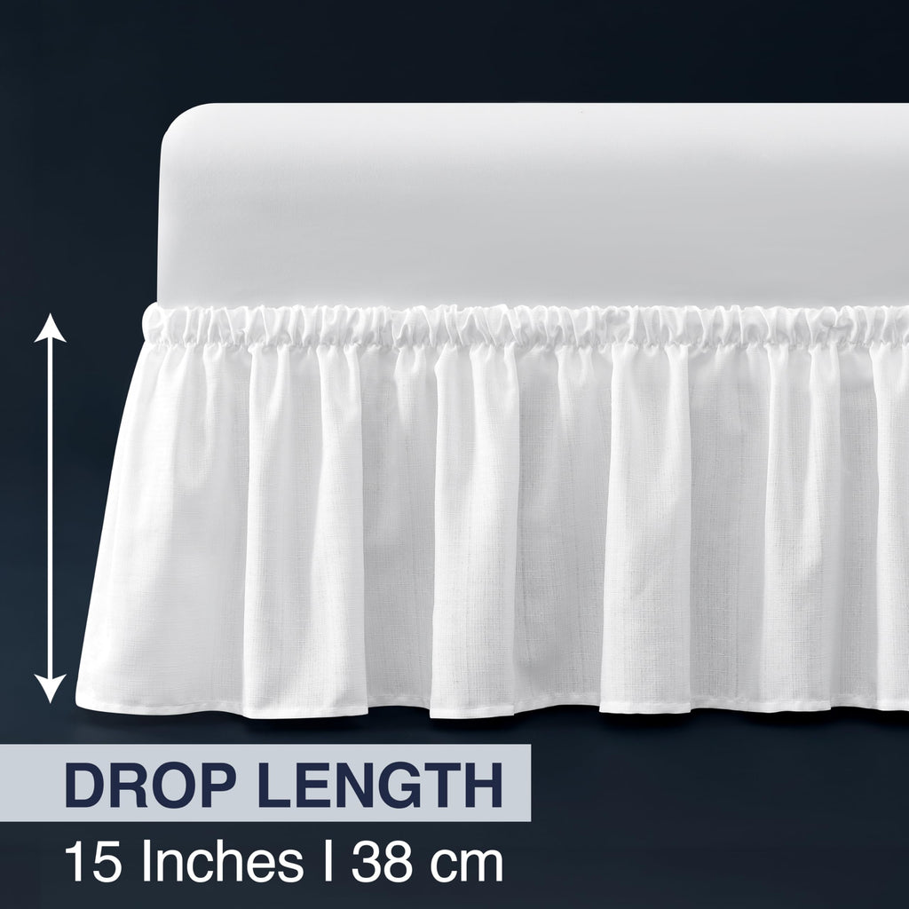 Cal King Bed Skirt, Ruffled Wrap-Around, 15" Drop, White