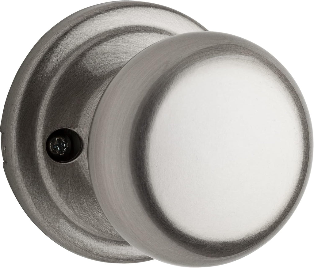 Hancock Interior Passage Door Knob, Handle For Closet and Hallway Doors, Non-Locking Doorknob in Satin Nickel, with