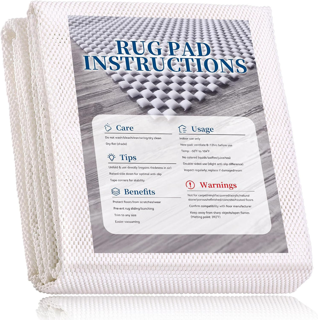 Non-Slip Rug Pad 5x8 Ft - 5'x8' PVC Anti-Slip Carpet Gripper Mat, 5 by 8 Feet Non Slip Pad for Area Rugs, Under Rug - Set of 40