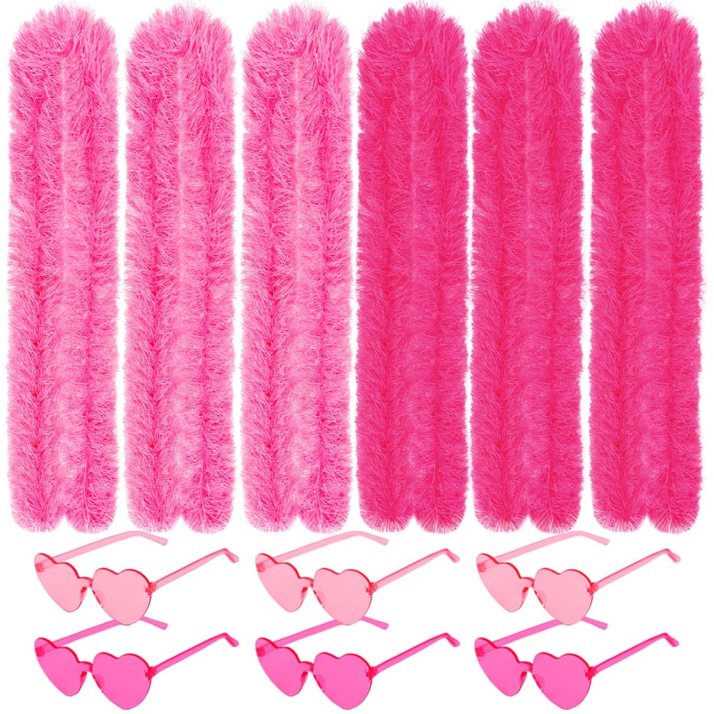 Feather Boas Party Pack (2m/6.6ft) pink feather boa Heart Sunglasses