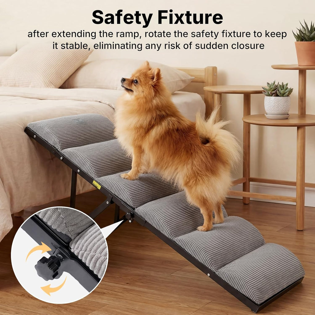 Foldable Dog Ramp for Bed Couch Large Dogs, Adjustable 12-20'' High