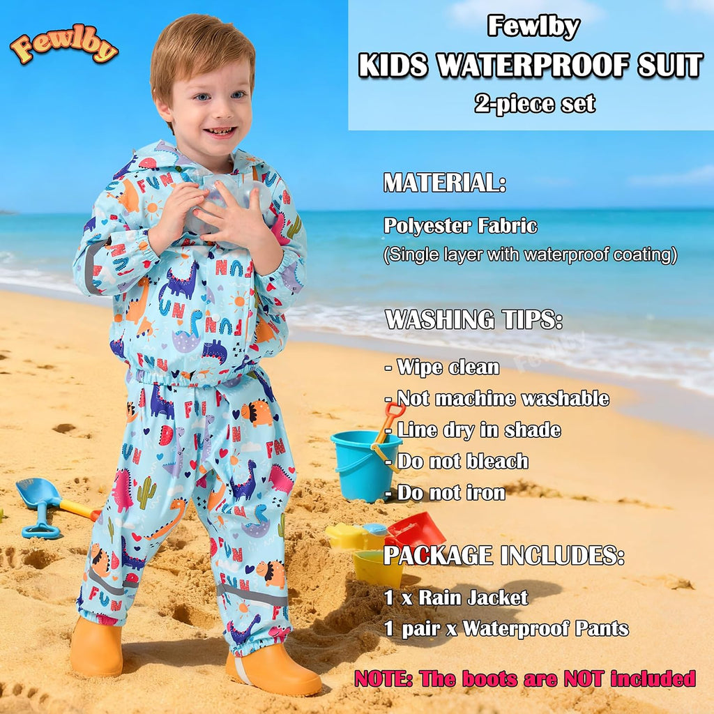 Kids Rainsuit Cartoon Raincoat Set, Toddlers Waterproof Raincoat with Pants Child Rainset Rainwear