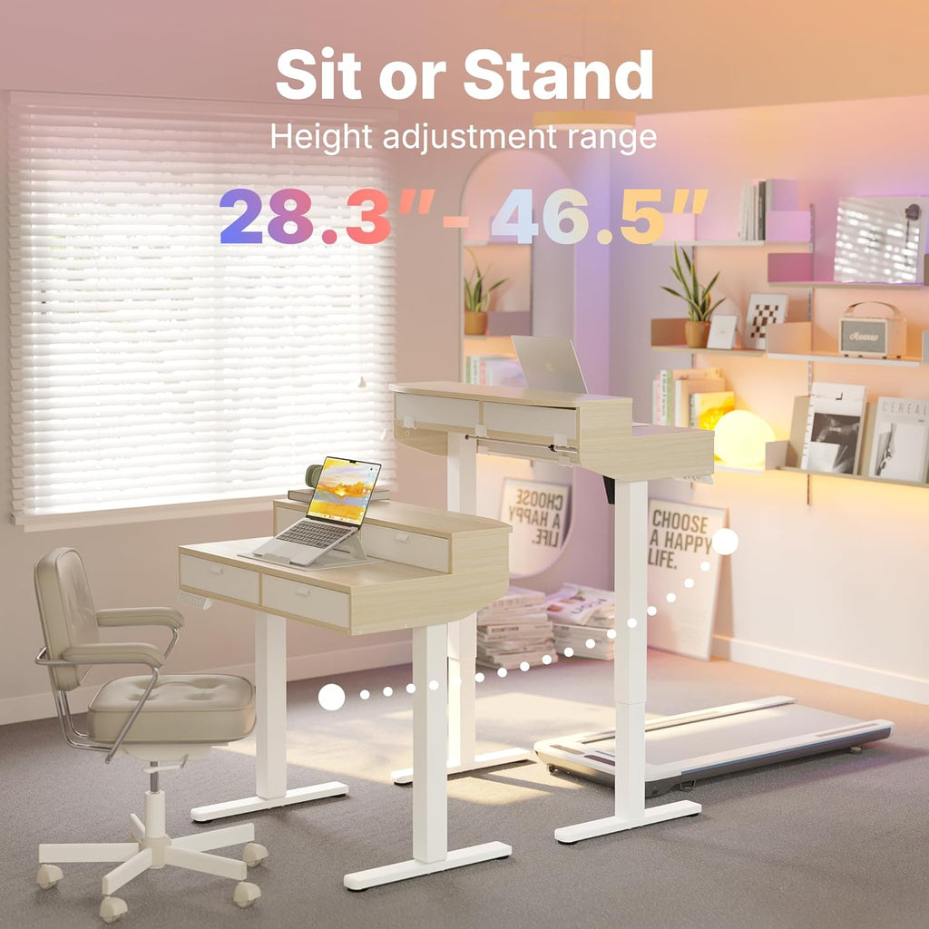 32 x 20 inch Electric Standing Desk with 4 Drawers