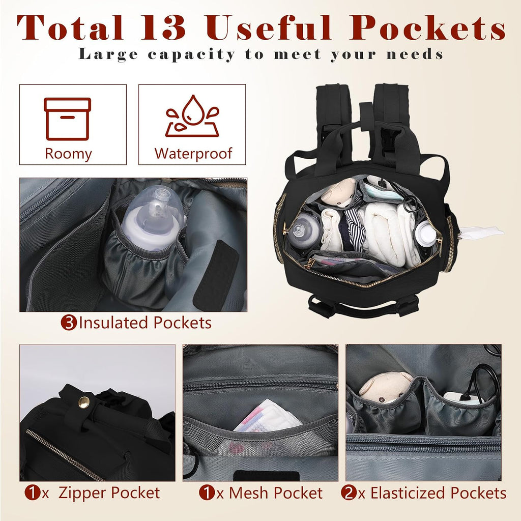Small Diaper bag Backpack Mini Baby Bag with Changing Pad