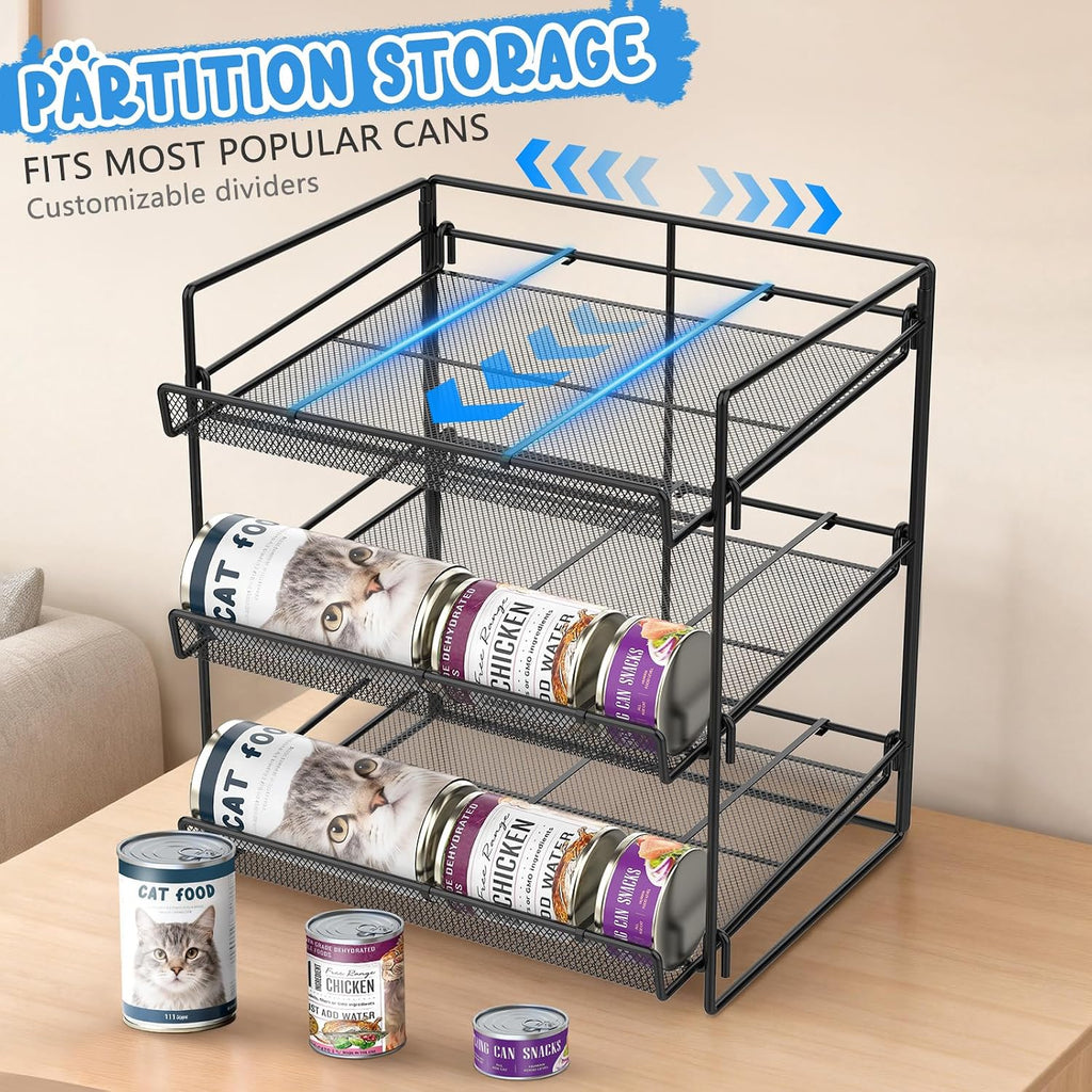 Cat Food Can Organizer 3-Tier Can Organizer for Pantry 84 Cans 3.5oz