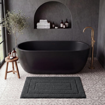 Charcoal Gray Bathroom Rug 16" x 24", Non-Slip Bath Mat