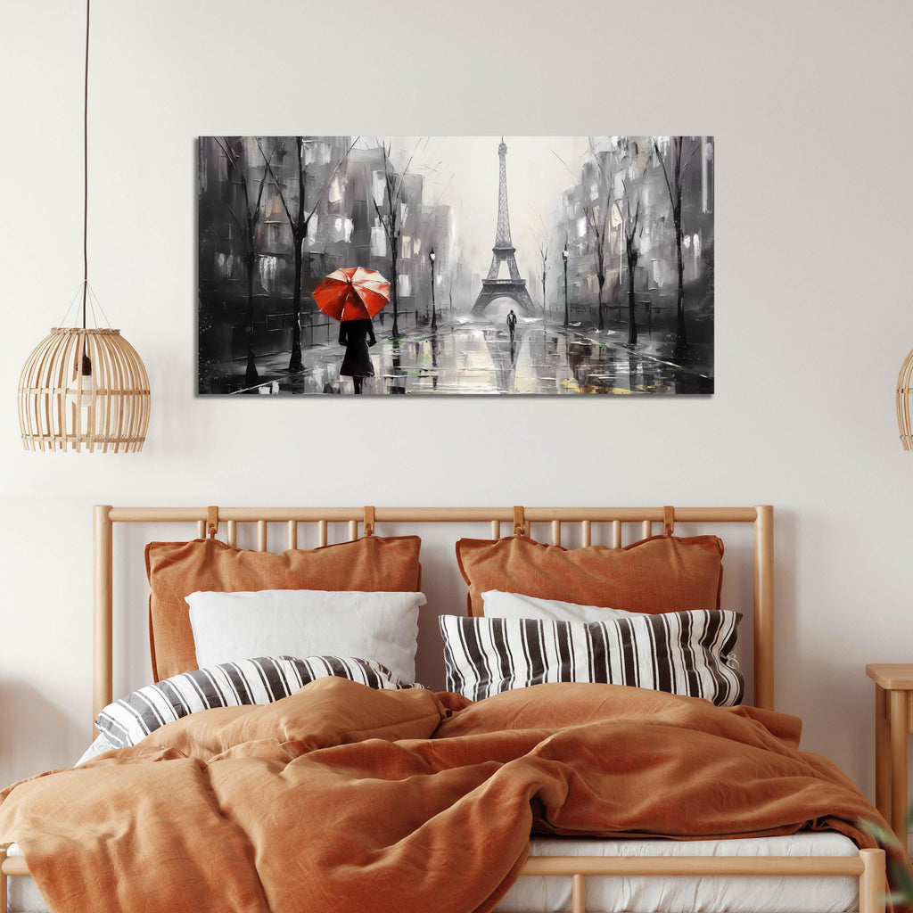 Paris Wall for Lving Room, Eiffel Tower Canvas Wall Decor, Black and White Picture Print Artwork, Size 20x40 Inches