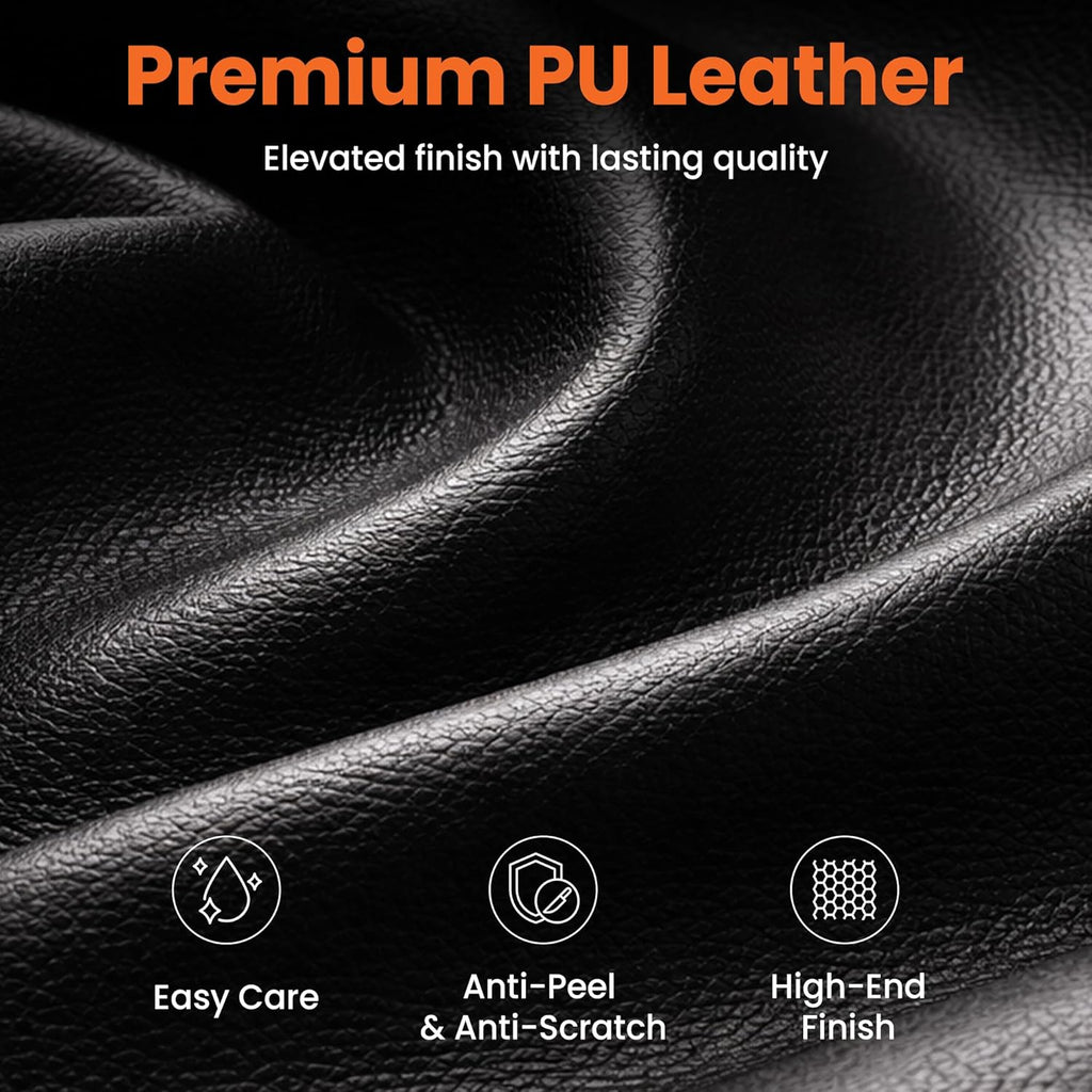 Big & Tall Leather Office Chair, High Back, Lumbar Support, Black | Gaming Chair for Adults and Computer Use