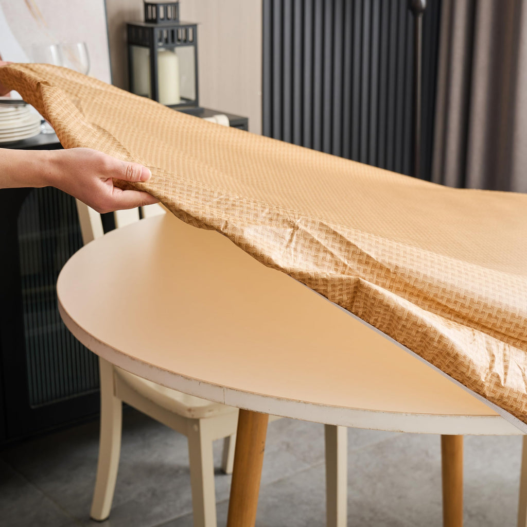 Vinyl Round Tablecloth, Fitted Table Cloth for 57"-65" Tables