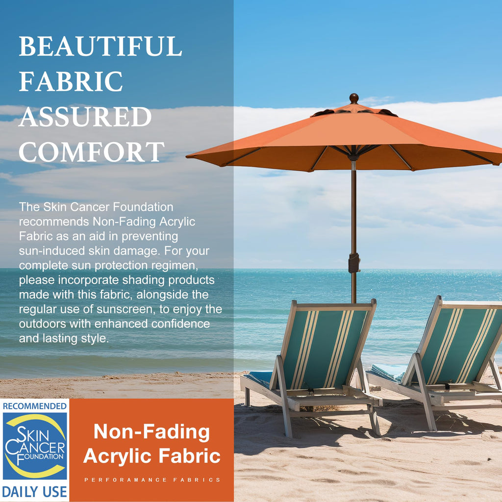 USA 10-Year-Non-Fading 9Ft Market Patio Umbrella, UPF 50+ UV Protection Performance Sun Umbrella, Heavy Duty