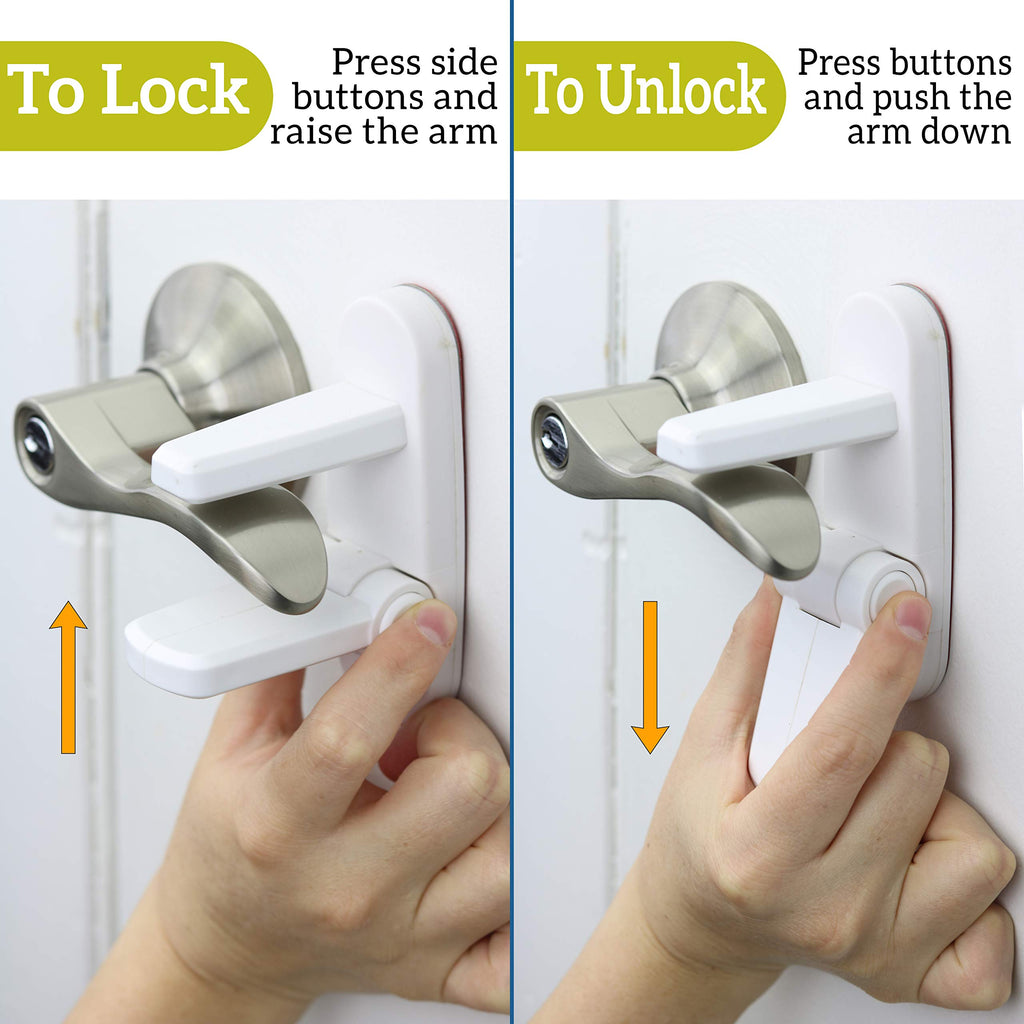 Proof Door Handle Lever (2-Pack) with 2 Extra Adhesives - Easy One-Hand Operation for Adults. Durable ABS with 3M