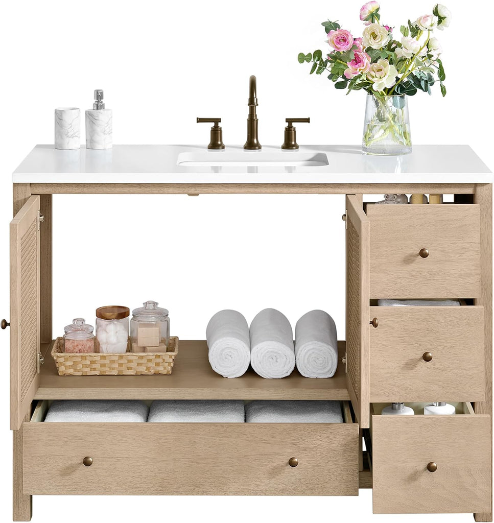 Alaterre Furniture Lucca Bathroom Vanity - Freestanding Cabinet Without Sink