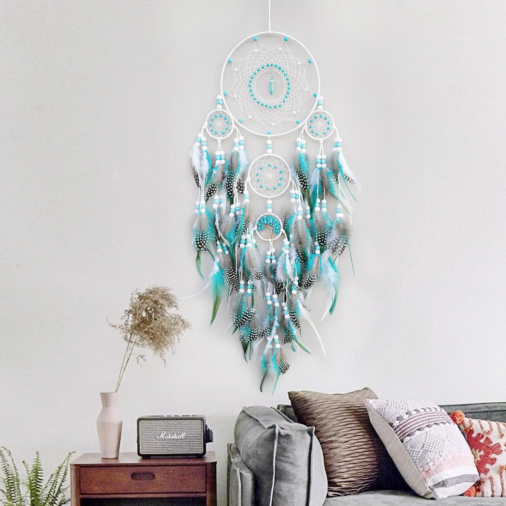 Large Dream Catchers, Boho Woven Turquoise Dream Catcher Wall Hanging Ornament Living Room Apartment Wedding Party