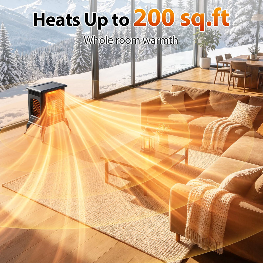 Infrared Fireplace Heater, 1500W Freestanding Electric Fireplace for Rooms