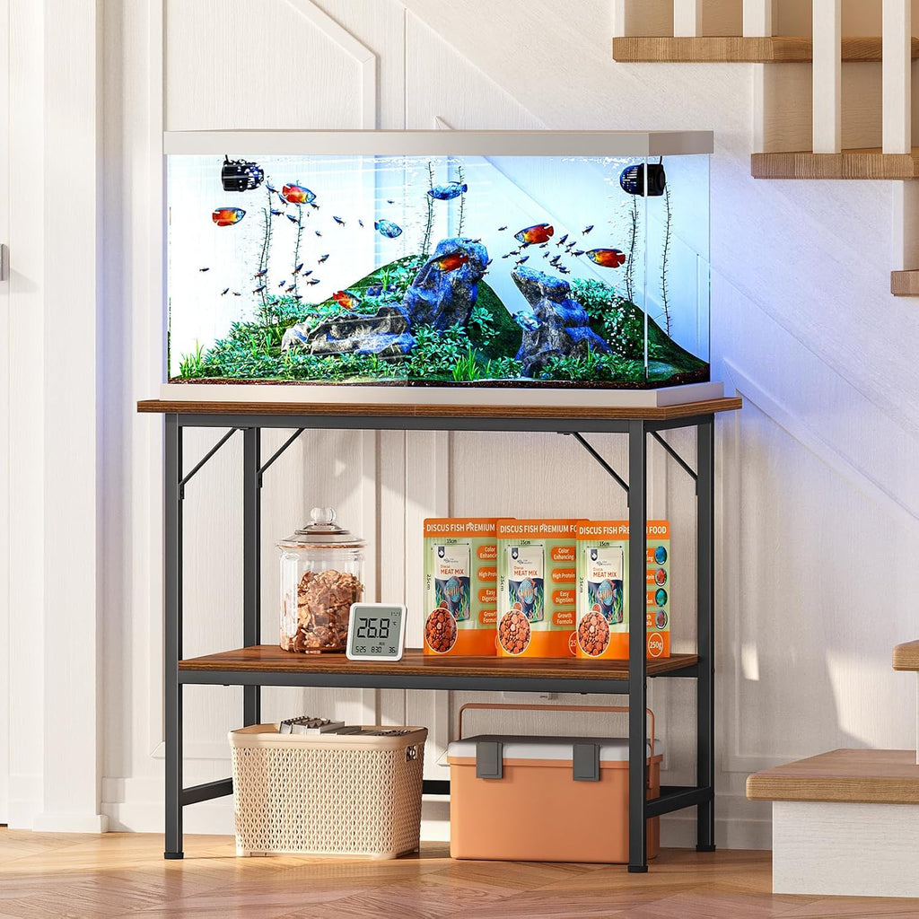 40 Gallon Fish Tank Stand, Heavy Duty Metal Aquarium Stand with Storage Shelves, 660LBS Capacity Double Aquarium