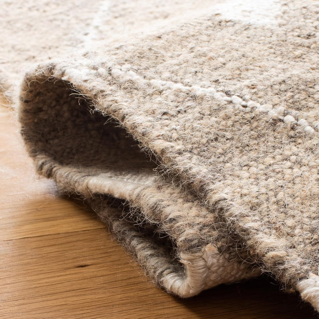 Natural Kilim Collection Accent Rug - 4' x 6', Natural & Ivory, Handmade Moroccan Boho Tribal Wool & Viscose, Ideal
