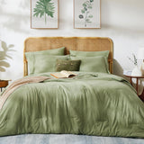 Queen Comforter Set - 7 Pieces Sage Green Soft Bed in a Bag Queen with Fitted Sheet, Flat Sheet, 2 Pillow Shams