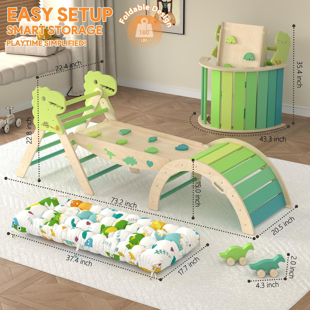 Triangle Set with Cushion 9 in 1 Climbing Toys for Toddlers 1-3 Indoor Baby Climbing Gym Toddler Montessori Toys
