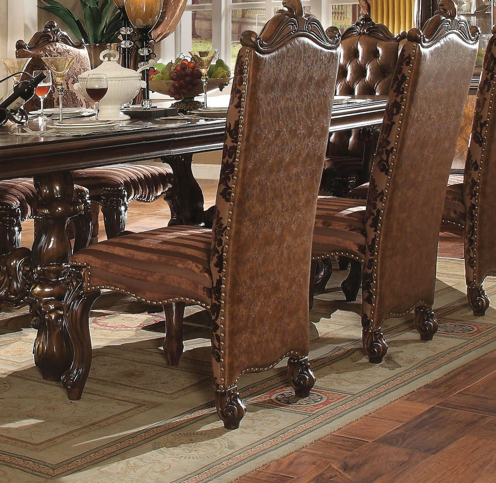 Cherry Oak Formal Dining Table Set - 9pc, Extendable Table, 6 Side Chairs, 2 Arm Chairs - 8 Person Set for 6-8 People