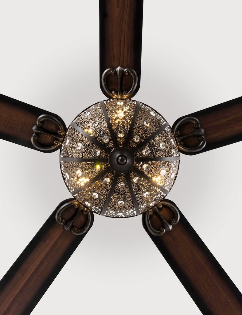60 Inch Victorian Chandelier Ceiling Fan with Light, Aged Bronze Fandelier