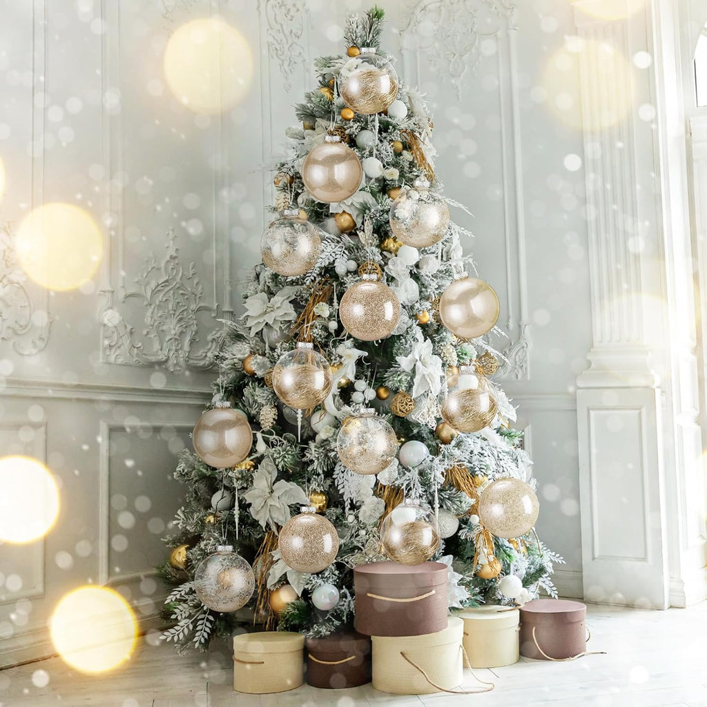 4 Pcs 6 Inch Large Clear Plastic Christmas Ball Ornaments Christmas Decoration Balls Xmas Bulbs Ornaments Balls