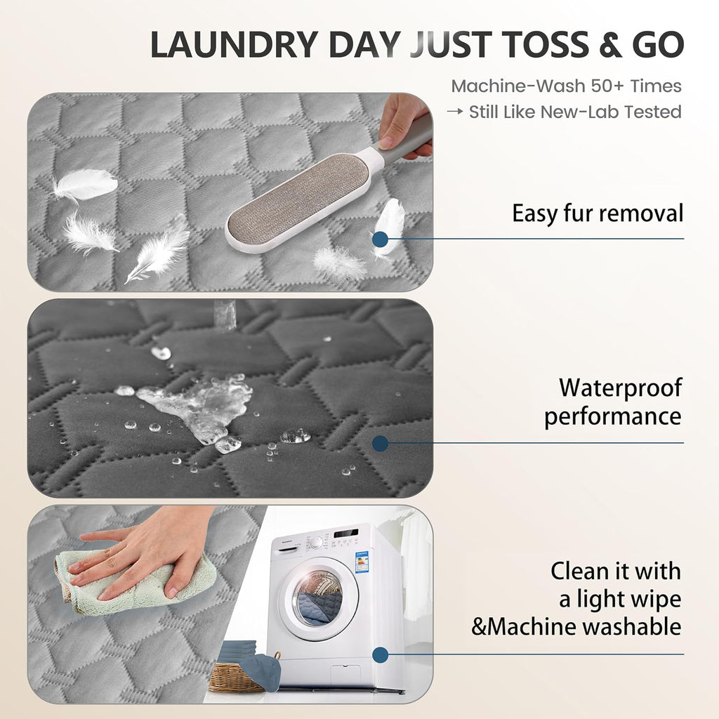 Waterproof Pet Blanket for Bed, Washable Couch Cover for Dog Cat