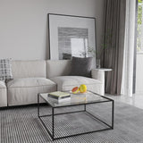 Glass Coffee Table Modern Center Table,Minimalist Coffee Table Sofa Side Tea Table,Tempered Glass-top with Sturdy