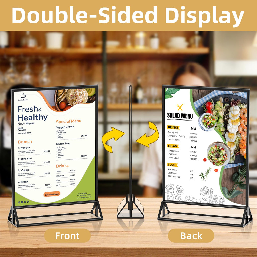 Acrylic Sign Holder 8.5x11 Double-Sided Black Picture Frames Clear Sign Holder for Flyer Holder Menu Holder Wedding