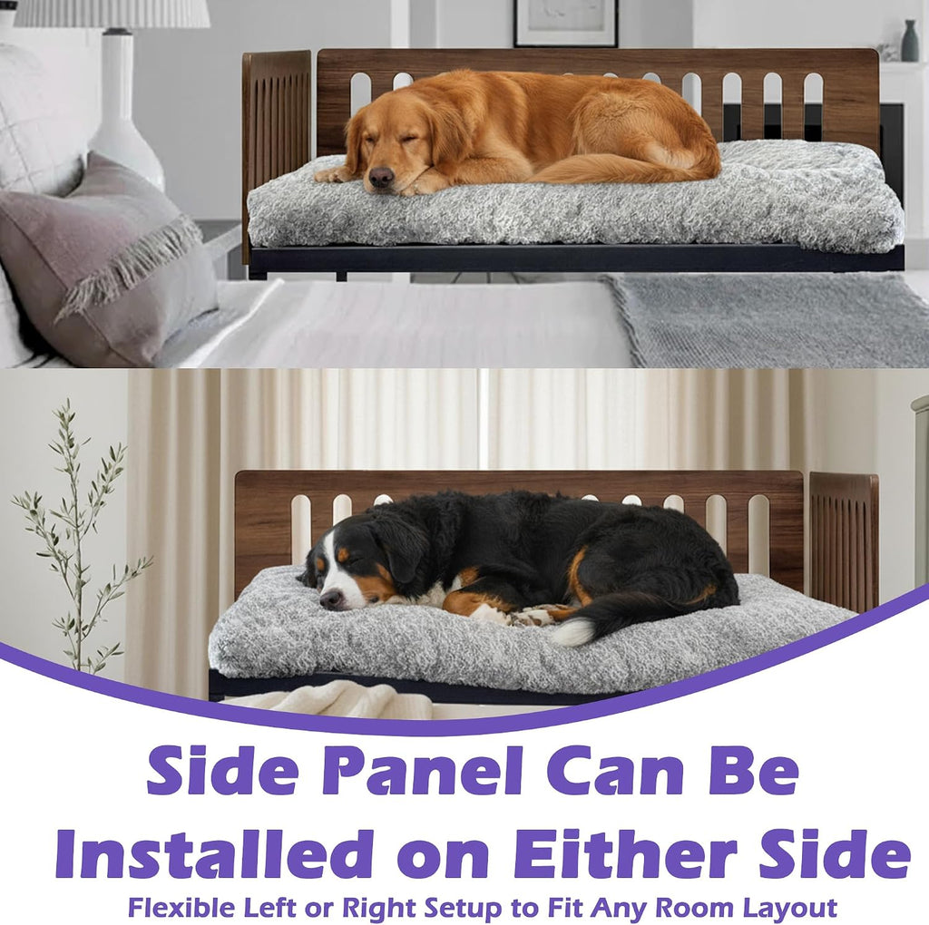 Beside Dog Bed, 2 Panel Adjustable Height Dog Bunk Beds, Metal Dogs Bed Frame with Cushion, X-Large