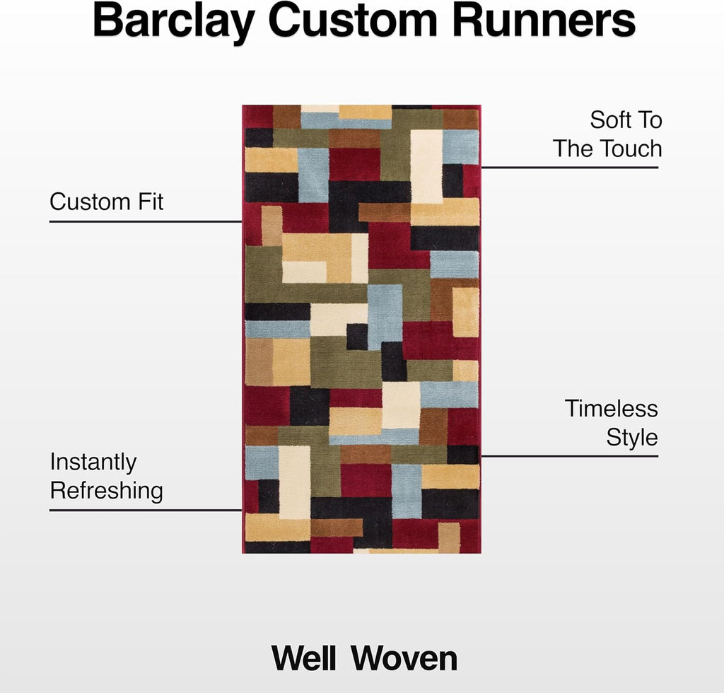 Custom Size Hallway Stair Runner- Choose Length - Imperial Mosaic Multicolor Geometric Modern 26 Inch Wide x 4 Feet