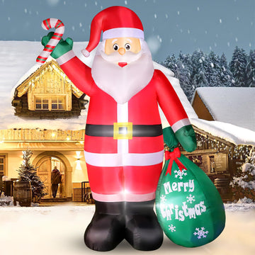 6 FT Christmas Inflatable Santa with Candy and Big Gift Bag Outdoor Decors