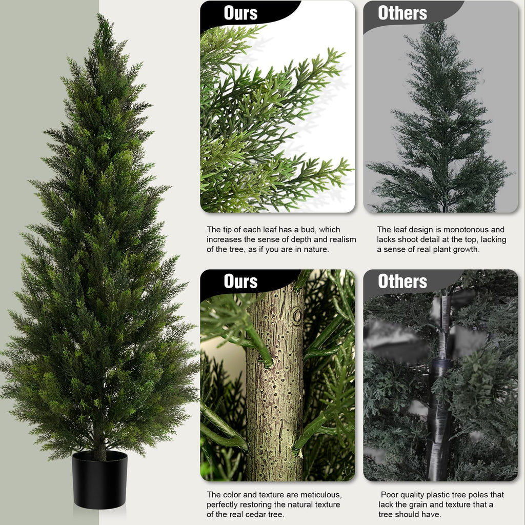 5FT UV-Resistant Artificial Cedar Trees for Front Porch Set of 2
