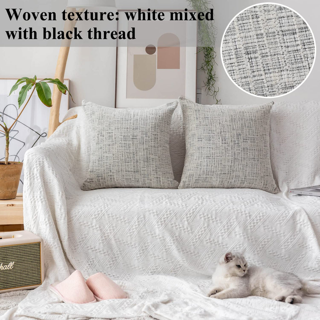 26x26 Pillow Covers Throw Pillow Cases for Couch Euro Shams Super Soft Striped Chenille Velvet Plush Cushion Cover