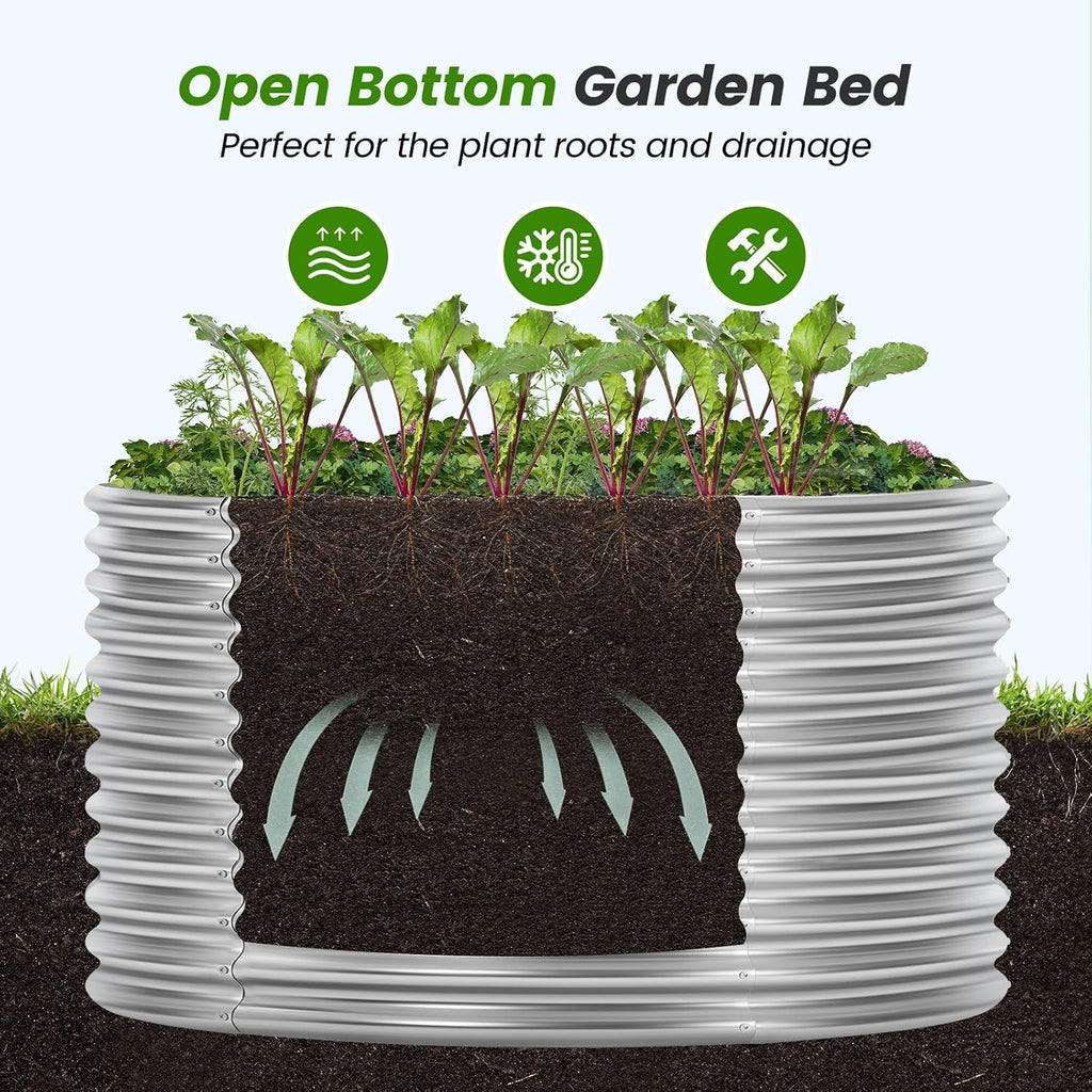 4×4×3ft Galvanized Raised Garden Bed Kit, Round Galvanized Planter Raised Garden Boxes Outdoor, Large Metal Raised